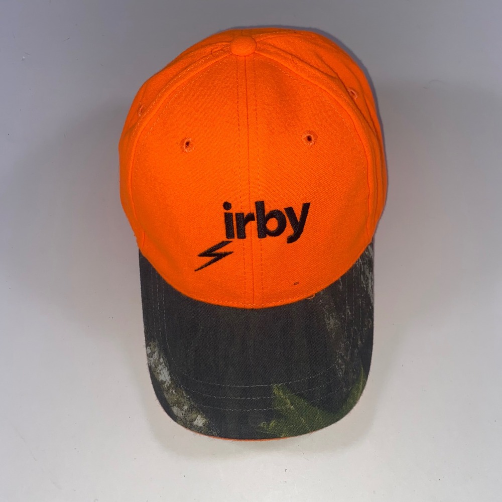 Irby Construction Geiger Blaze Orange Camo Baseball Hat Adjustable Safety Cap - Picture 2 of 5